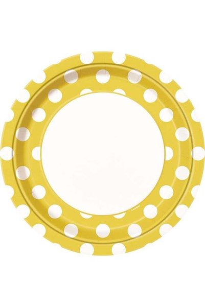 Generic Yellow Polka Dot Plates 9"