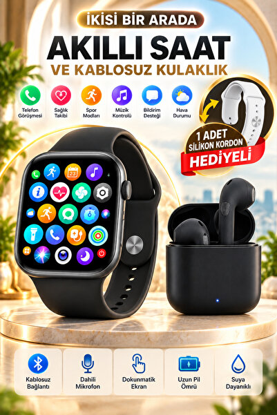 Happy Owl Akıllı Saat ve Kablosuz Bluetooth Kulaklık 2'li Set – Arama Özellik...