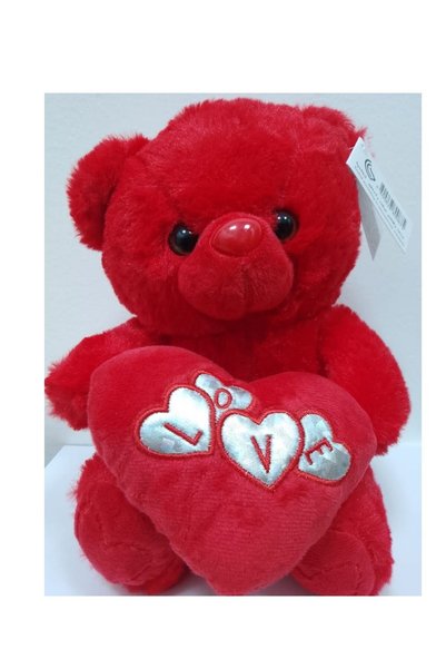 Generic Red Bear With Heart 25cm TS087