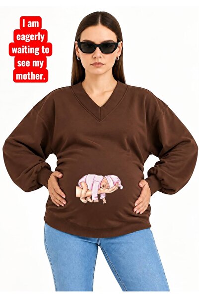 HELLO ROMA سويت شيرت مطبوع عليه عبارة HAND BABY مصنوع من القطن الممشط بثلاثة ...