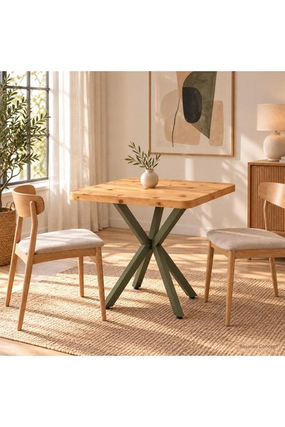 BAŞARAN CONCEPT 70x70 cm Kalınlaştırılmış ÇAM Tablalı Kare Mutfak, Balkon ve ...