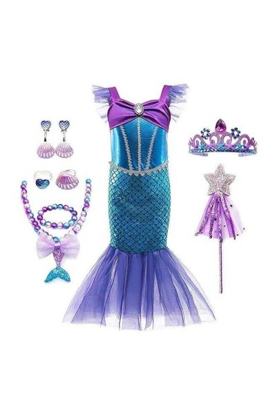 Generic Kids Mermaid Princess Costume Set – Shimmer-Style Mermaid Dress With ...