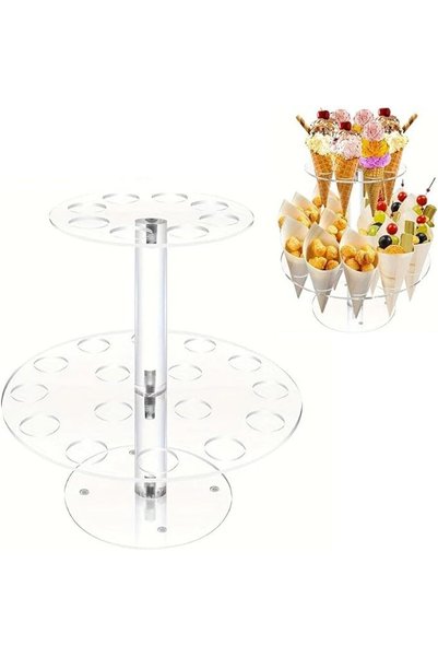 Generic Art Joy Ice Cream Cone Holder Stand 24 Holes Acrylic Clear Food Cone ...