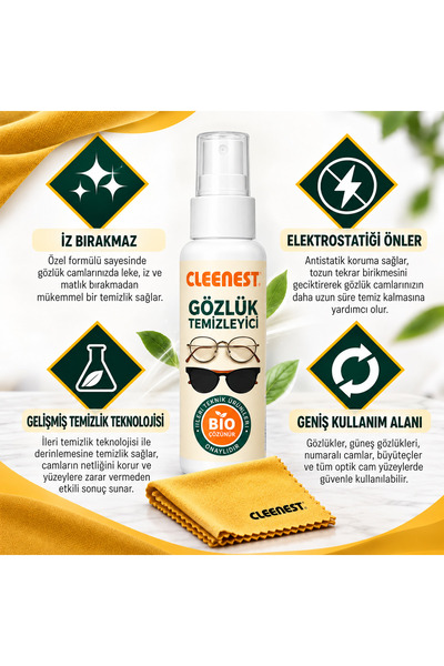 Cleenest 230 GSM Temizleme Bezi 30x30 cm + 125 ml Ekran Temizleyici Seti – TV, OLED, QLED, Monitör, Laptop, Tablet ve Telefon