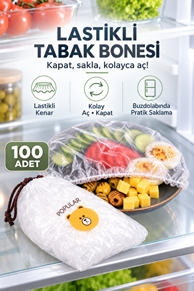 Ezupack 100 Adet Lastikli Pratik Tazeliği Koruyan Saklama Mayalama Tencere ve...