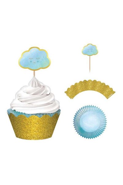 Generic Oh Baby! Boy Hot Stamped Cupcake Kit 24pcs, Baby Shower Party Supplies