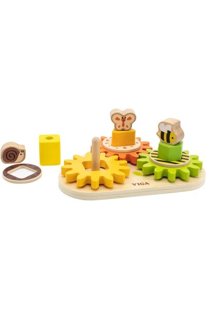 Generic VIGA Wooden Geometric Block and Gears Toy - Montessori Educational Ac...