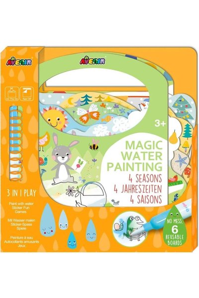Generic Magic Water Painting 4 Seasons | 6 Reusable Coloring Surfaces, 2 Shee...