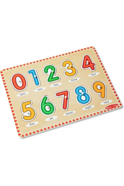 Generic Melissa & Doug Lift & See Numbers Wooden Peg Puzzle – 10-Piece Toddle...