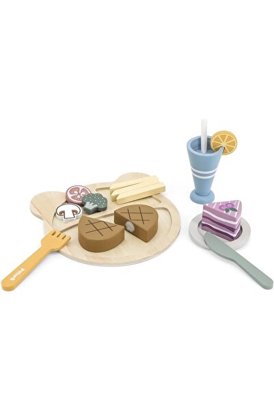 Generic PolarB Wooden Lunch Set - Montessori Pretend Play Food Toy with Cutta...