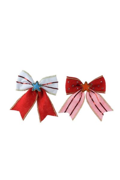 Generic Kaemingk Bow – Polyester with Spangles on Clip, Christmas Holiday Dec...