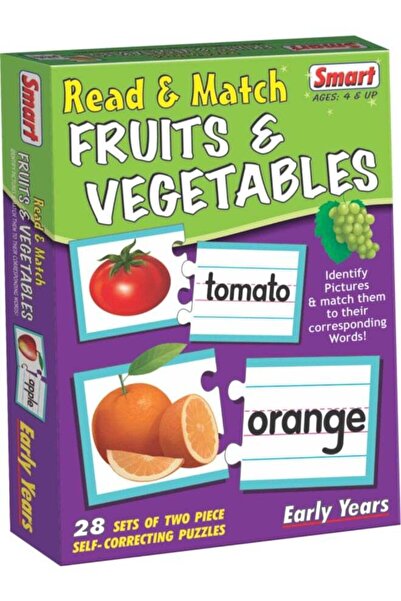 Generic Creative's Smart Read & Match Fruits & Vegetables Puzzle - 28 Self-Co...