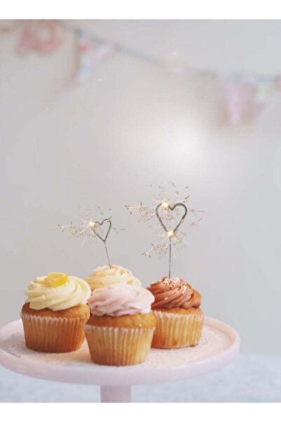 Generic Silver Heart Mini Sparkler candle Set
