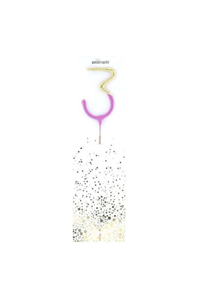 Generic Bicolor 2-Tone Gold Pink Celebration Candle Number 3 Decorative Cake ...