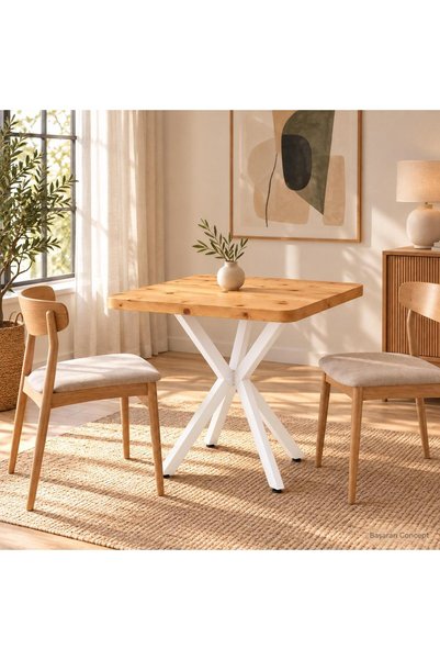 BAŞARAN CONCEPT 70x70 cm Kalınlaştırılmış ÇAM Tablalı Kare Mutfak, Balkon ve ...