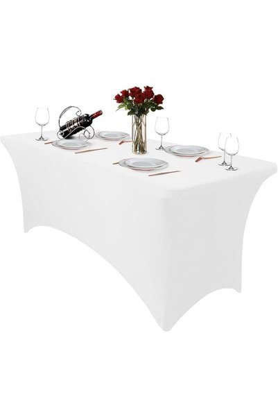 ALMEKAQUZ 6FT Stretch Tablecloth, Rectangular Fitted Spandex Table Cover for ...