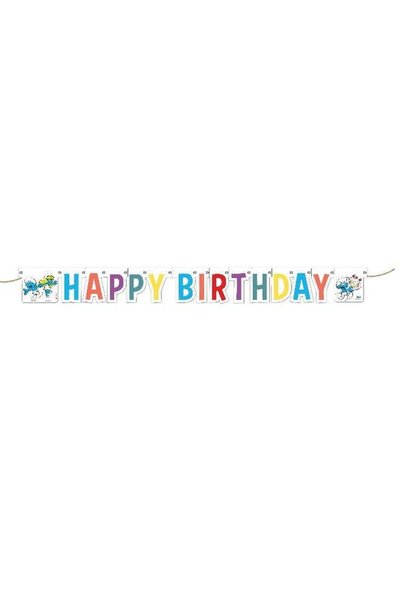 Generic Ciao Smurfs Happy Birthday Garland Banner – 210 cm Colorful Cardboard...