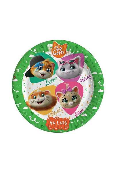 Generic 44 Cats Paper Plates – Pack of 8 Party Plates, Diameter 23 cm – Color...