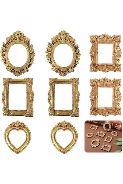 Yelajoy 8Pcs Mini Gold Picture Frames Set - Vintage Antique Resin Small Frame...
