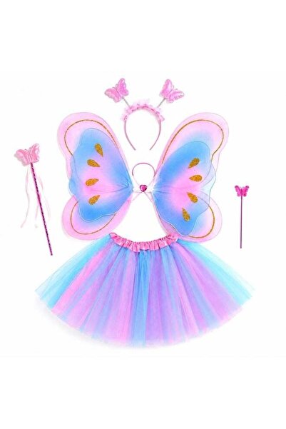 Generic Kids Fairy Princess Dress Set – Pastel Tutu Costume With Butterfly Wi...