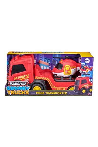 Generic Teamsterz Chunky Trucks Fire Mega Transporter With 1 Helicopter
