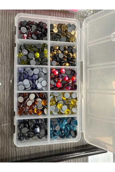 boncukcunuz Bedazzle 20 Compartment Small and Large Stone Embellishment Set with Tweezers, Pen Tray, and 50ml Adhesive