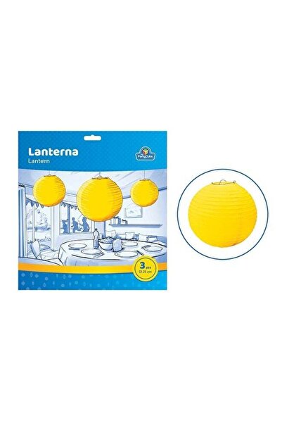 Generic Ciao Yellow Round Paper Lanterns – Set of 3 Hanging Decorations Ø25cm