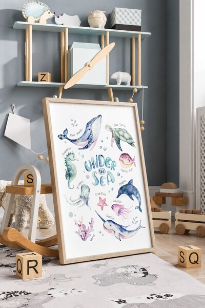 KEYFHOME Tablou MDF cu rama pentru bărbați subacvatici Poster pentru camera c...