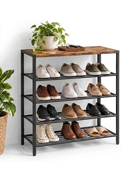 GENERAL 5-Tier Shoe Organizer – Space-Saving Metal Rack with Wooden Top 63 × ...
