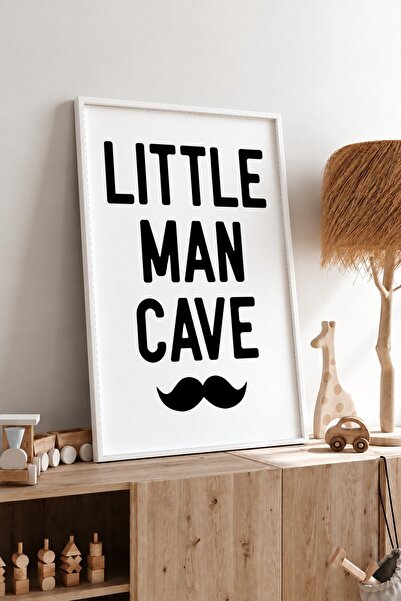 KEYFHOME Little Man Cave Πινακίδα ζωγραφικής MDF με μουστάκι και πλαίσιο Διακ...