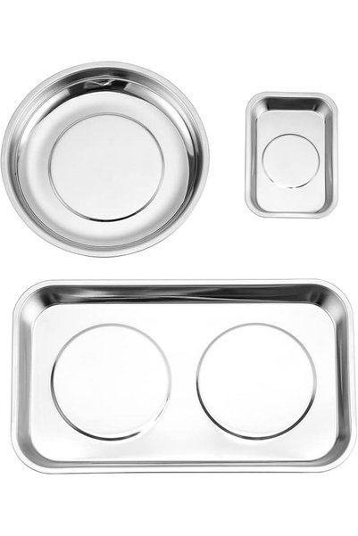 AZONEE 3PCS Magnetic Parts Tray Set, Stainless Steel Heavy Duty Dish Holder, ...
