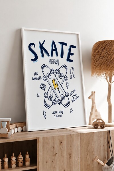 KEYFHOME Skate Skateboard cu ramă MDF Tablou Poster Cadou pentru decorarea pe...
