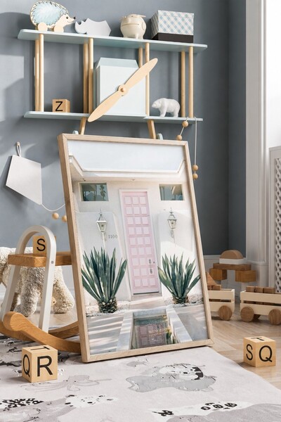KEYFHOME Palm Springs Roz Ușă Cadru MDF Tablou Poster Living Decor de perete ...