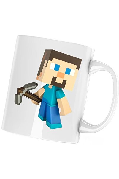 INOVATIX Cana Steve Pickaxe Minecraft, albă, 330 ml