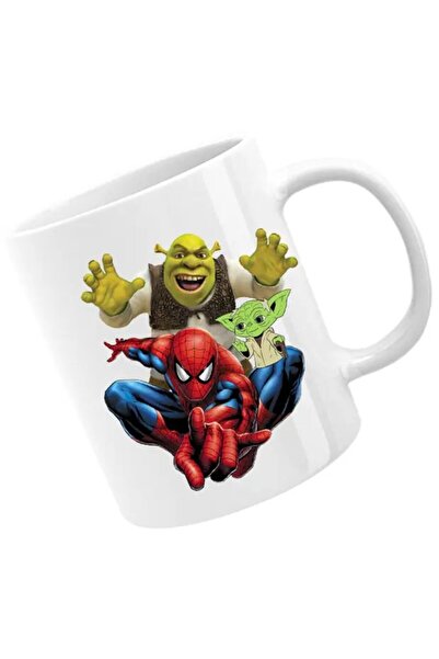 INOVATIX Cana Spiderman Shrek Yoda Star Wars, alba, 330 ml