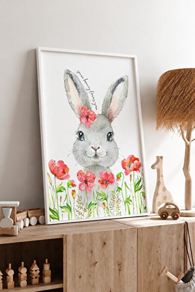 KEYFHOME Some Bunny Loves You Iepure înrămat MDF Tablou Poster Decor de peret...