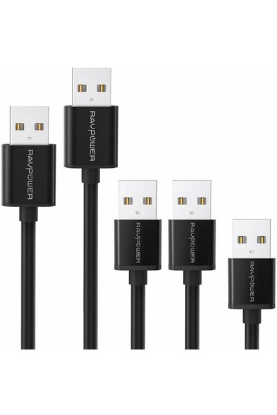 RavPower بكج كيابل مايكرو عدد 5 بأطوال مختلفة وغلاف نايلون باللون الأسود