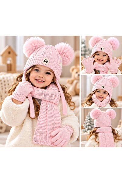 Kitti 0-18 Months Baby Girl Scarf Beanie Gloves Set of 3