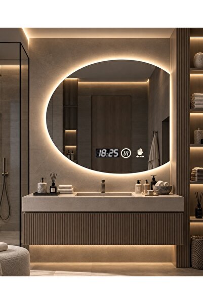 Magic Time Oglinda LED DECORIALE cu Senzor de Mișcare, Dezaburire, Ceas și Te...