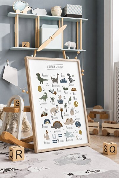 KEYFHOME Dinozaur Alfabet Închis MDF Tablou Poster Copii Camera Decor de pere...