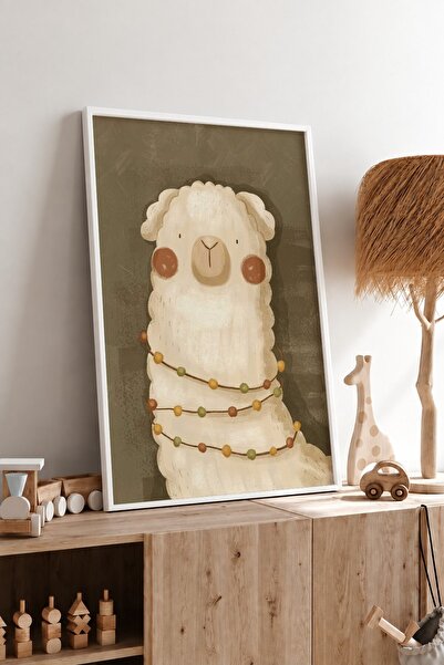 KEYFHOME Drăguț Lama înrămat MDF Tablou Poster Camera Bebelușului Decor de pe...