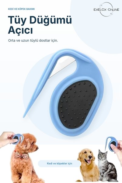 Exelox Kedi Köpek Kıtık Açıcı Kesici Jiletli Tarak Düğüm Açıcı Tüy Kesme Aparatı