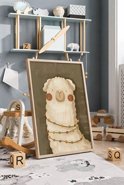 KEYFHOME Drăguț Lama înrămat MDF Tablou Poster Camera Bebelușului Decor de pe...