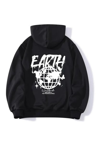 Vordevia Design Printed Cotton 3 Thread Threaded Oversize Sweatshirt