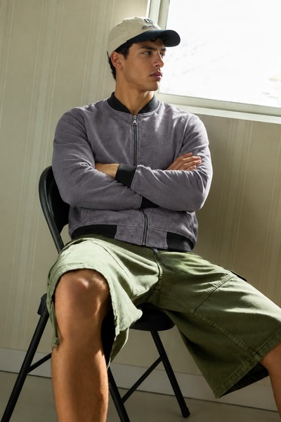 comstar Men's Sports Bomber Ribbed Smoked Jacket