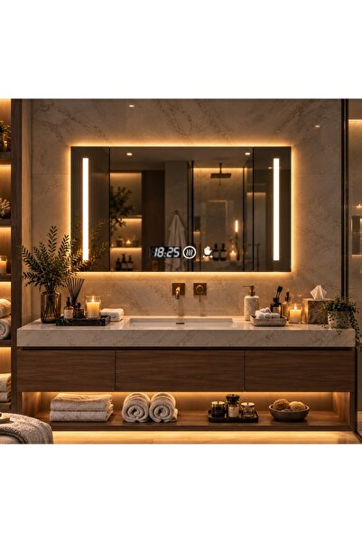 Magic Time DECORIALE Καθρέφτης LED με Αισθητήρα Κίνησης, Αποθαμβωτή, Ρολόι κα...