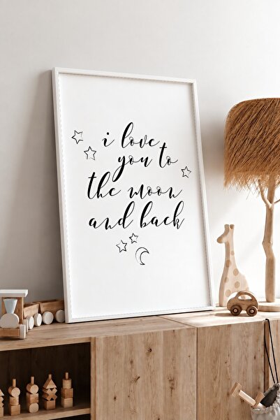 KEYFHOME Te iubesc până la lună și înapoi cu rama MDF cu text, poster, decor ...