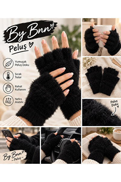 BY BNN Bu Bnn Plush Short Finger Soft Gloves