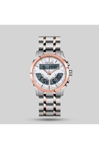 alfajr alhadeeth Modern Al-Fajr Dual Time Clock Iron Brass Model Al219Ttrw
