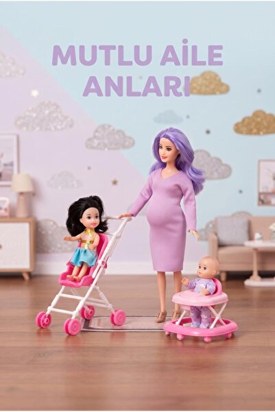 Tıfıl Toys Hamile Anne Ve Bebekleri 3 Bebekli Dönen Karınlı Haraketli Eklemli...